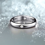 แหวนทองคำขาว 18k white gold plated ประดับเพชร CZ ดีไซน์สวยคลาสสิค